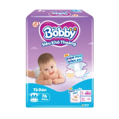 Tã Dán Bobby Super Jumbo Size M 76 Miếng (6-11kg)