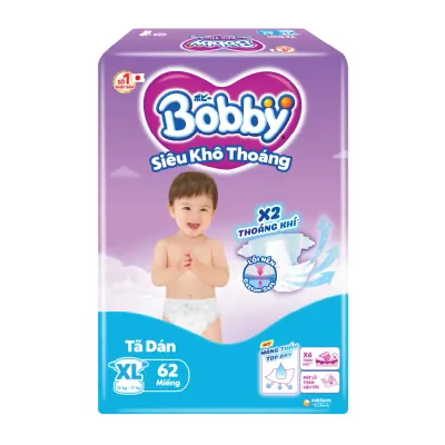 Tã Dán Bobby Size XL- 62 Miếng