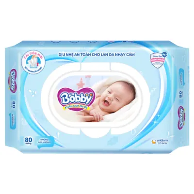 Khăn Ướt Bobby Không Mùi 80 Miếng