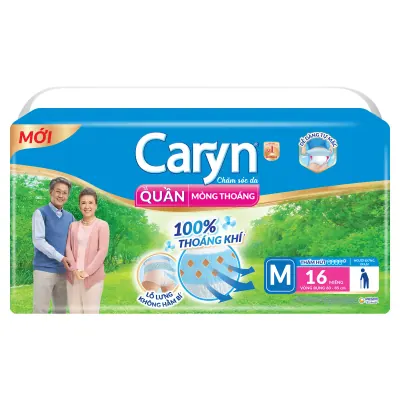 Tã Quần Người Lớn Caryn Mỏng Nhẹ Size M Gói 16 Miếng (Vòng Bụng 60 - 85cm)
