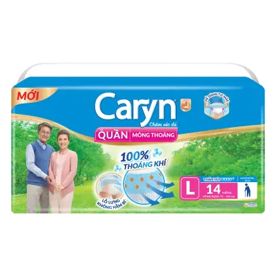 Tã Quần Người Lớn Caryn Mỏng Nhẹ Size L Gói 14 Miếng (Vòng Bụng 75-100cm)