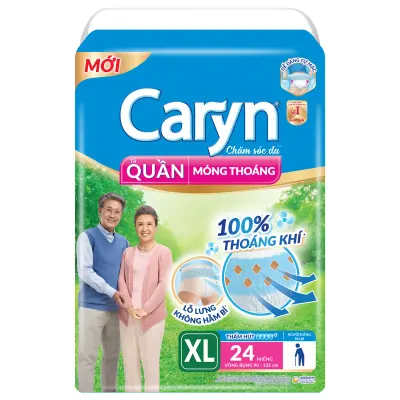 Tã Quần Caryn Mỏng Thoáng XL 24 Miếng
