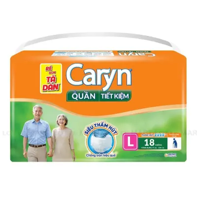 Tã Quần Caryn Mỏng Nhẹ Ngày và Đêm Size L Bịch 18 Miếng
