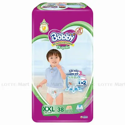 Tã Quần Bobby Siêu Mỏng Khô Thoáng Size XXL 38 Miếng (15-25kg)