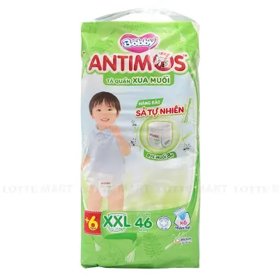 Tã Quần Bobby Antimos Xua Muỗi Size XXL 46 Miếng (Cho Bé Từ 15-25kg)