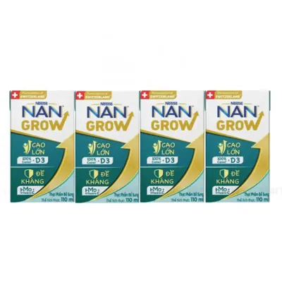 Lốc 4 Hộp Sữa Dinh Dưỡng Pha Sẵn NAN Grow 110ml