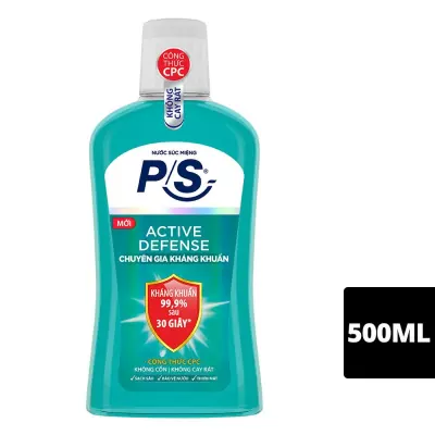 Nước Súc Miệng P/S Active Defense Kháng Khuẩn 99,9% 500ml