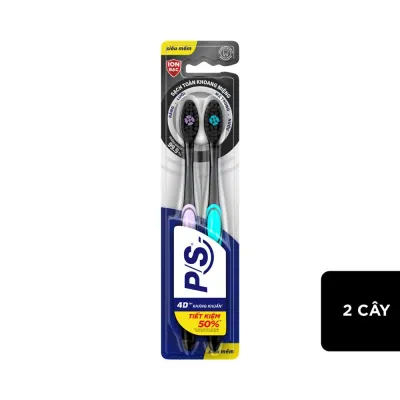 Bàn Chải Đánh Răng P/S 4D Chăm Sóc Nướu Than Bạc 2 Cái