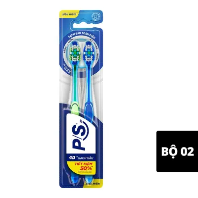 Bàn Chải Đánh Răng P/S 4D Sạch Đa Chiều 2 Cái
