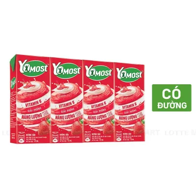 Lốc 4 Hộp Sữa Chua Uống Yomost Dâu 170ml