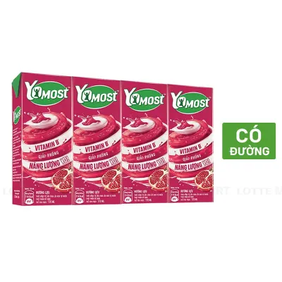 Lốc 4 Hộp Sữa Chua Uống Yomost Power Vị Lựu 170ml/Hộp