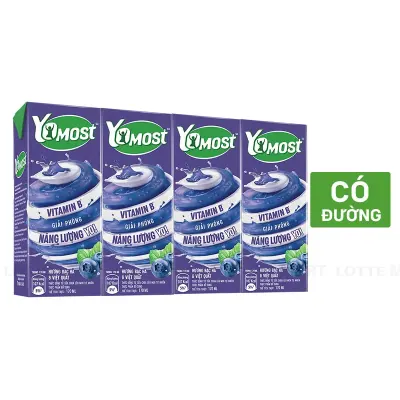 Lốc 4 Hộp Sữa Chua Uống Yomost Vị Bạc Hà và Việt Quất 170ml/Hộp