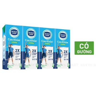 Sữa Tươi Tiệt Trùng Cô Gái Hà Lan Dutch Lady Cao Khoẻ Có Đường 170ml (Lốc 4 Hộp)