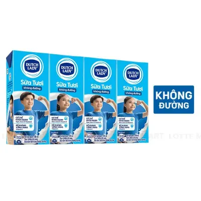Lốc 4 Hộp Sữa Tươi Tiệt Trùng Cô Gái Hà Lan Không Đường 180ml
