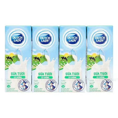 Lốc 4 Hộp Sữa Tươi Tiệt Trùng Có Đường Cô Gái Hà Lan 180ml