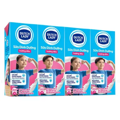 Lốc 4 Hộp Sữa Tươi Tiệt Trùng Vị Dâu Cô Gái Hà Lan 180ml