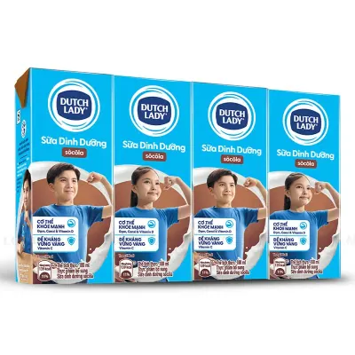 Lốc 4 Hộp Sữa Tươi Tiệt Trùng Vị Socola Cô Gái Hà Lan 180ml