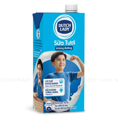 Sữa Tươi Tiệt Trùng Cô Gái Hà Lan Không Đường Hộp 965ml