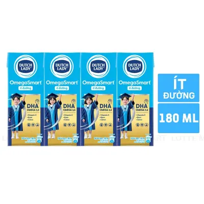 Lốc 4 Hộp Sữa Dinh Dưỡng Cô Gái Hà Lan OmegaSmart Ít Đường 180ml