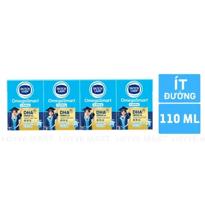 Lốc 4 Hộp Sữa Dinh Dưỡng Cô Gái Hà Lan OmegaSmart Ít Đường 110ml