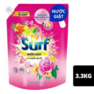 Nước Giặt Surf Trắng Sạch Hương Hoa Cỏ Diệu Kỳ Cho Máy Giặt Cửa Trên Túi 3.3kg