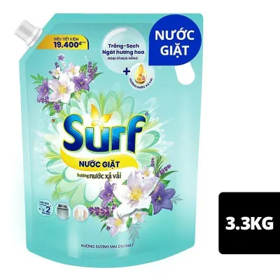 Nước Giặt Surf Hương Sương Mai Dịu Mát Cho Máy Giặt Cửa Trên Túi 3.3kg
