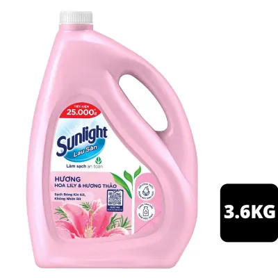 Nước Lau Sàn Sunlight Hương Hoa Lily và Bạch Trà 3.6kg