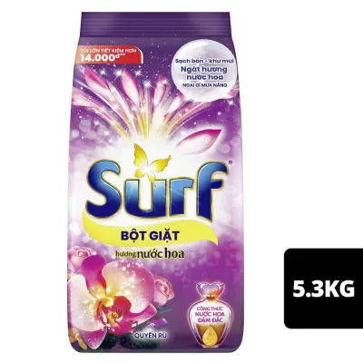 Bột Giặt Surf Hương Nước Hoa Quyến Rũ Túi 5.3kg