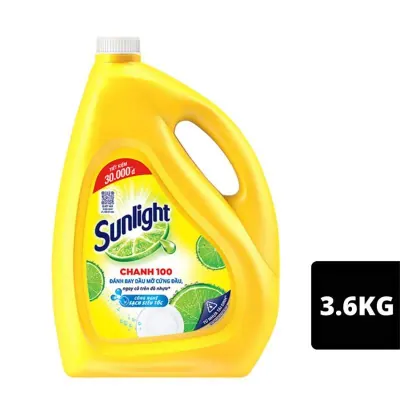 Nước Rửa Chén Sunlight Chanh 100 Đánh Bay Dầu Mỡ 3.6kg