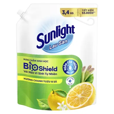 Nước Lau Sàn Sunlight Bioshield Hương Chanh Yuzu và Sả 3.4kg
