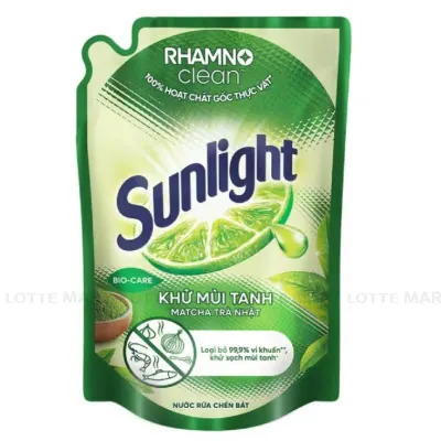 Nước Rửa Chén Sunlight Hương Trà Xanh Nhật Khử Mùi Tanh Túi 2kg