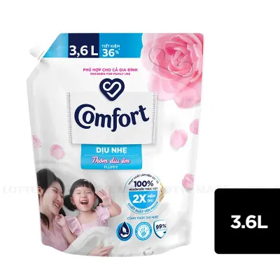 Nước Xả Vải Comfort Dịu Nhẹ Thơm Dịu Êm 3.6L