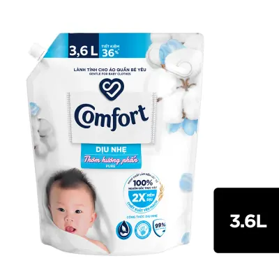 Nước Xả Comfort Dịu Nhẹ Thơm Hương Phấn Túi 3.6L
