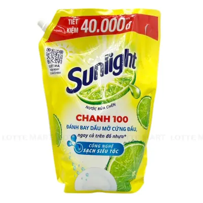 Nước Rửa Chén Sunlight Chanh 100 Đánh Bay Dầu Mỡ Túi 3.1kg