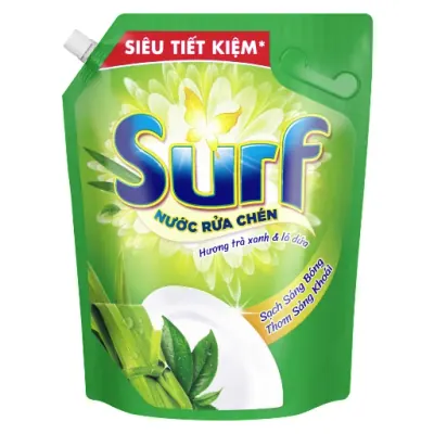 Nước Rửa Chén Surf Trà Xanh Lá Dứa Túi 3.4/3.2kg