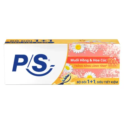 Bộ 02 Kem Đánh Răng P/S Muối Hồng Hoa Cúc 180g