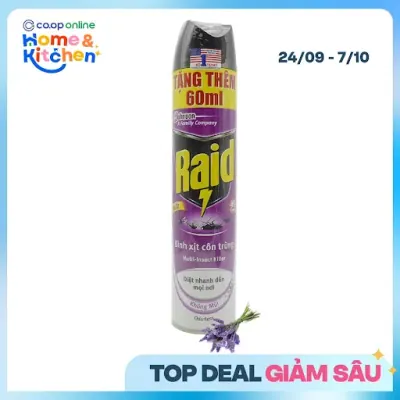 Bình Xịt Côn Trùng Raid Không Mùi Chai 600ml