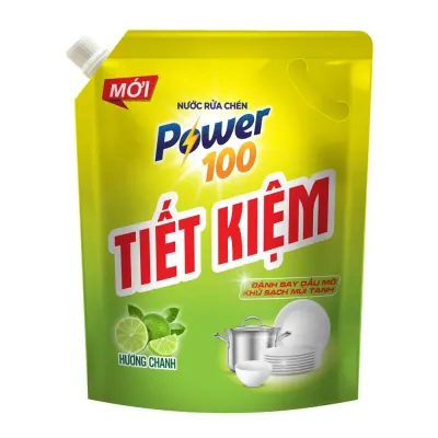 Nước Rửa Chén Power 100 Tiết Kiệm Chanh Túi 3.5/3.2kg