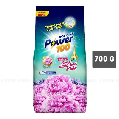 Bột Giặt Power100 Hương Nước Hoa Pháp Quyến Rũ Cho Máy Giặt Cửa Trên Túi 700g