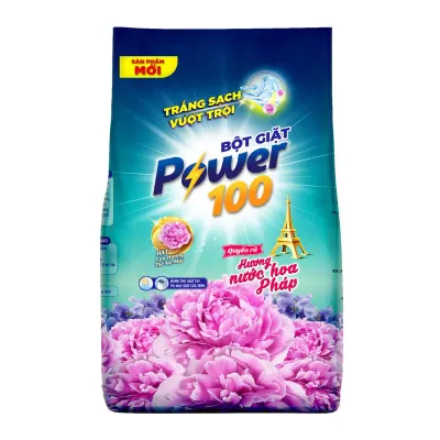 Bột Giặt Power100 Hương Nước Hoa Pháp Quyến Rũ Cho Máy Giặt Cửa Trên Túi 2.6kg