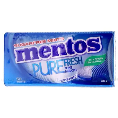 Kẹo Ngậm Không Đường Mentos Pure Fresh Hương Bạc Hà Hộp 35g