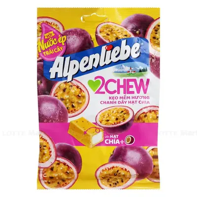 Kẹo Mềm Alpenliebe 2Chew Vị Kiwi & Chanh Dây Hạt Chia 220.5g