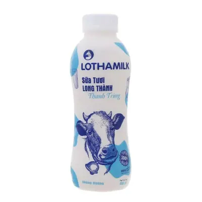 Sữa Thanh Trùng Lothamilk Không Đường Chai Nhựa 490/500ml