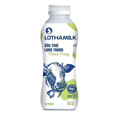 Sữa Thanh Trùng Lothamilk Có Đường Chai Nhựa 490/500ml