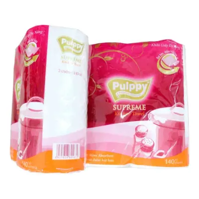 Khăn Giấy Đa Năng Pulppy Supreme 2 Lớp (2 Cuộn – 140 Tờ)