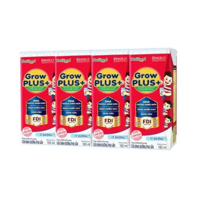 Sản Phẩm Dinh Dưỡng Pha Sẵn Grow Plus+ Đỏ Ít Đường 4 x 180ml