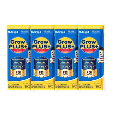 Lốc 4 Hộp Sữa Grow Plus+ Tăng Cân NutiFood Hương Vani 180ml