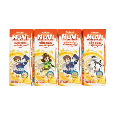 Sữa Tươi Trái Cây Nuvi Cam 4x180ml
