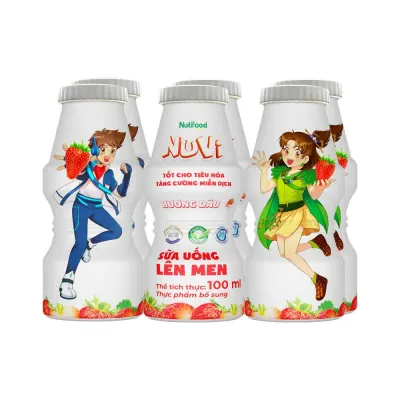 Sữa Uống Lên Men Nuvi Dâu 6 x 100ml
