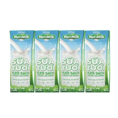 Sữa Tươi Tiệt Trùng Nuitmilk Tươi Sạch Có Đường 4x180ml